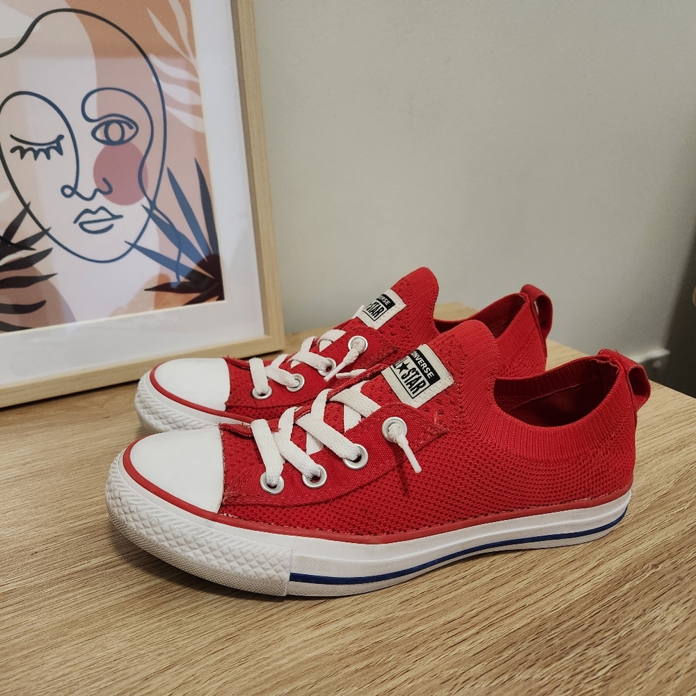 Size 7 37.5 CONVERSE Red Shoreline Low Top Sneakers Stretch Elastic RRP $120 - Picture 8 of 8